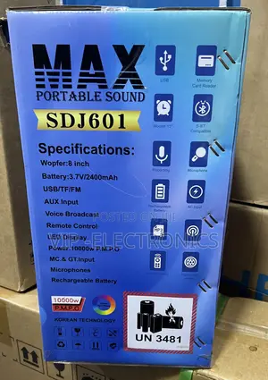 MAX Portable Sound Speaker – 10000W 8-Inch Speaker * Rechargeable