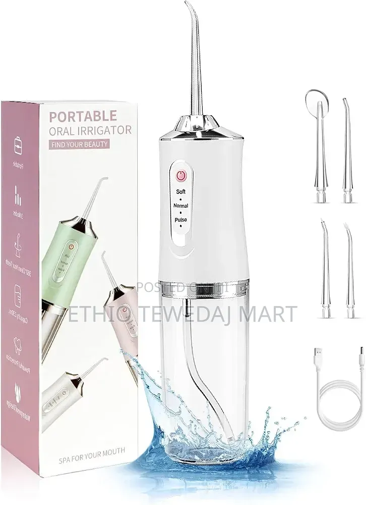 Portable Oral Irrigator ተንቀሳቃሽ ጥርስ ማፅጃ 4in1 Rechargeable Water Flosser