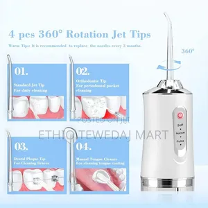Portable Oral Irrigator ተንቀሳቃሽ ጥርስ ማፅጃ 4in1 Rechargeable Water Flosser