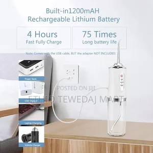 Portable Oral Irrigator ተንቀሳቃሽ ጥርስ ማፅጃ 4in1 Rechargeable Water Flosser