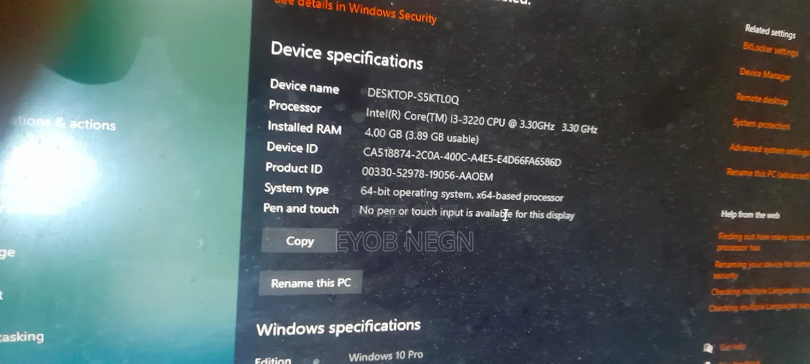 Desktop Computer Dell OptiPlex 7010 4GB Intel Core i3 HDD 500GB