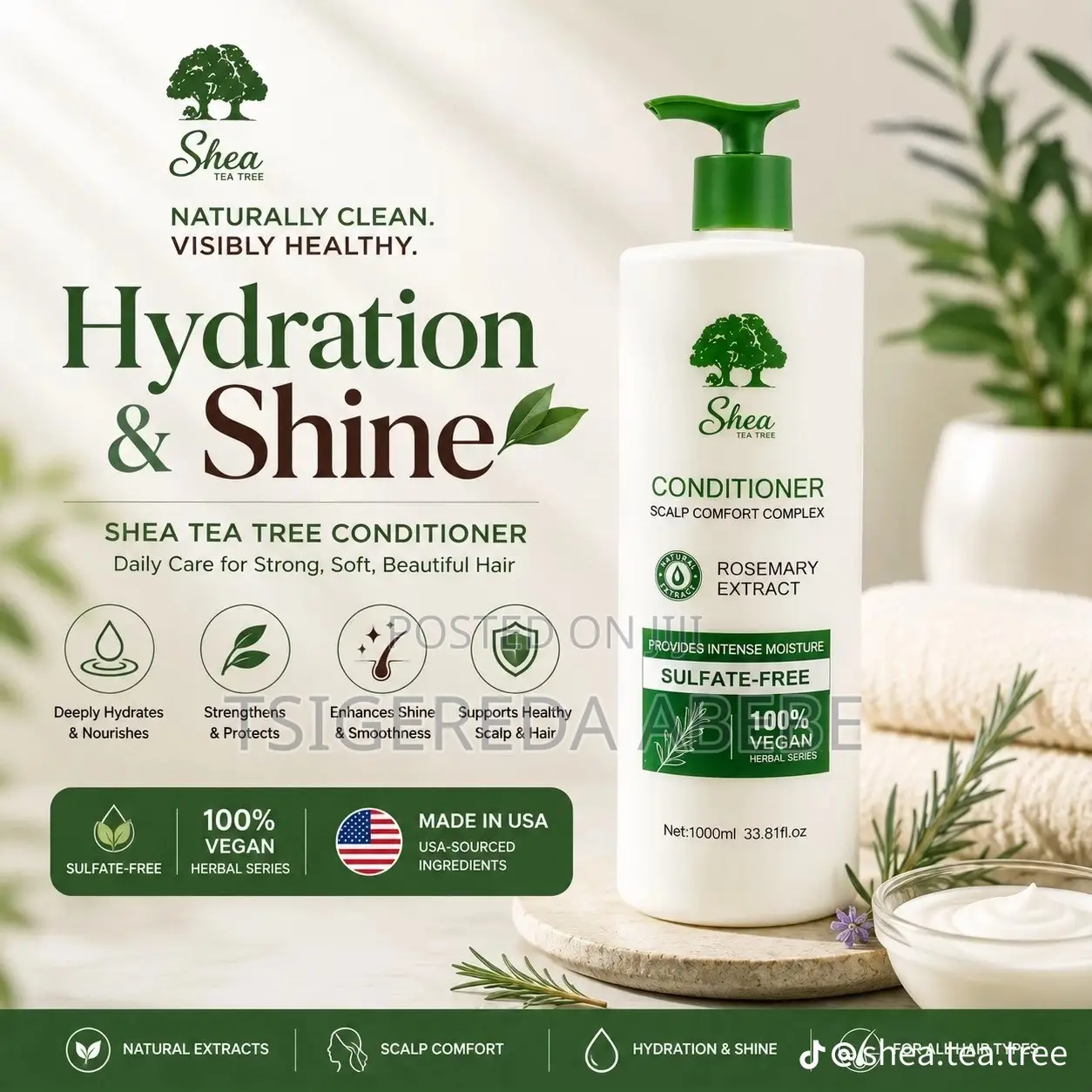 Shea Tea Tree Selfet Free Shampoo and Conditioner