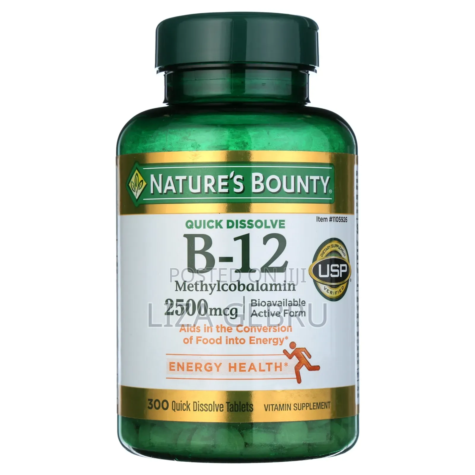.Nature's Bounty Quick Dissolve Vitamin B-12 2500 MCG (300 Tablets)