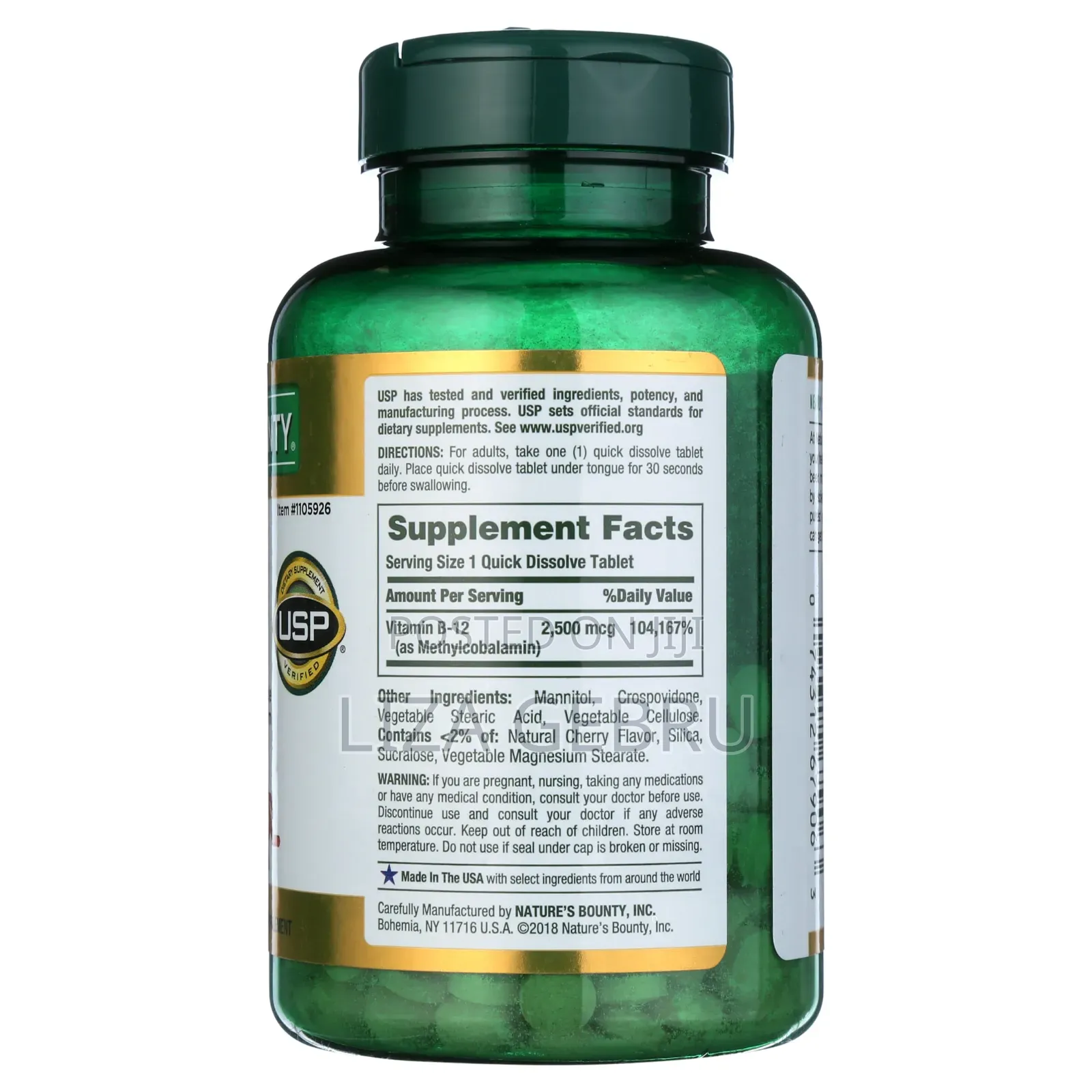 .Nature's Bounty Quick Dissolve Vitamin B-12 2500 MCG (300 Tablets)