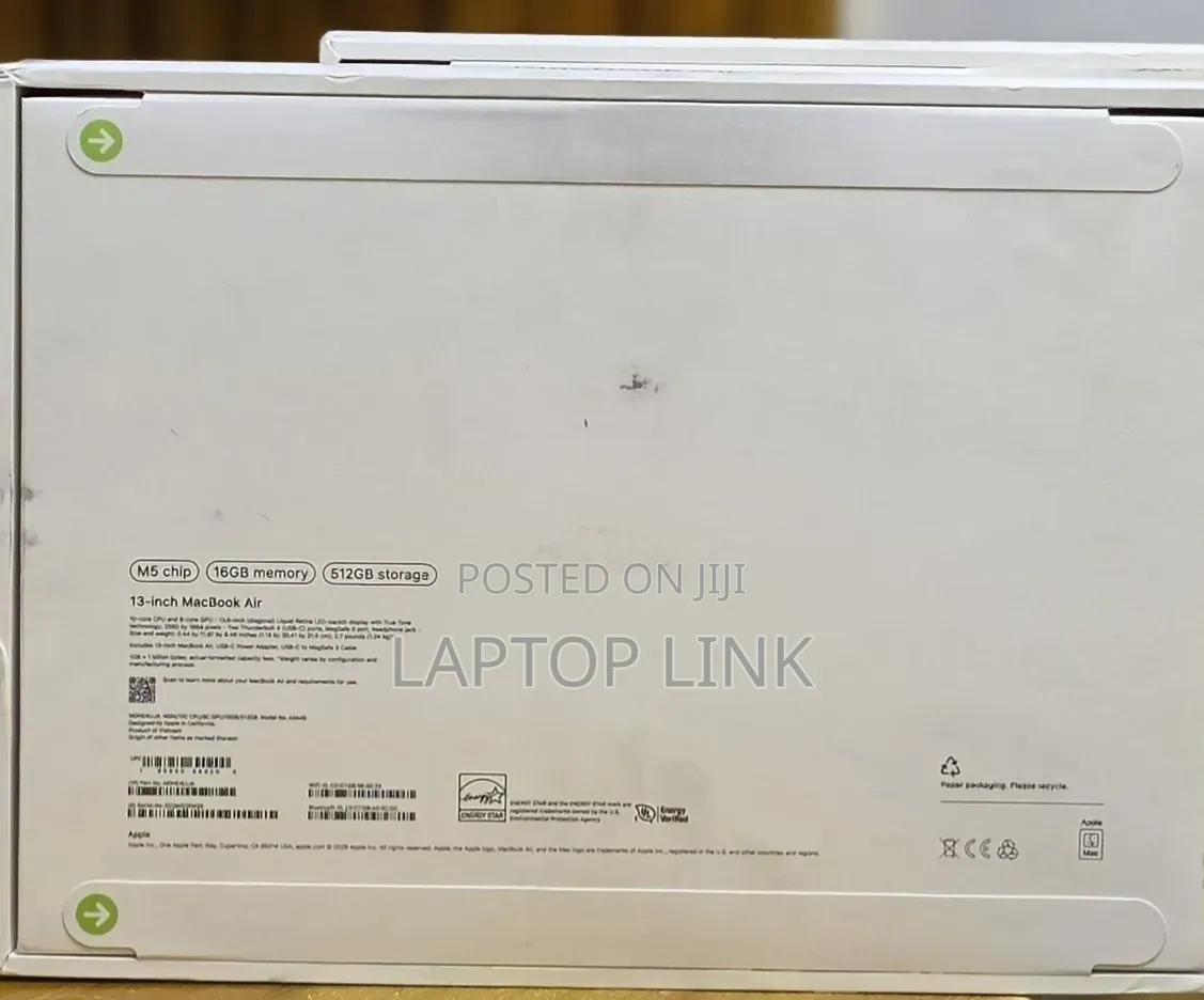 New Laptop Apple MacBook Air 2026 M5 16GB Apple M5 SSD 512GB
