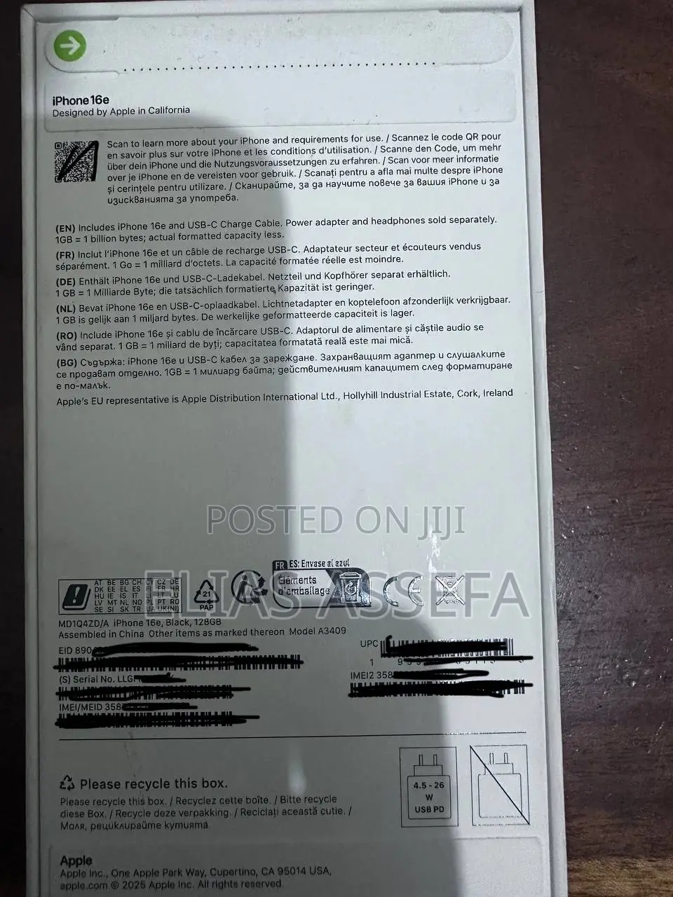 New Apple iPhone 16e 128 GB Black