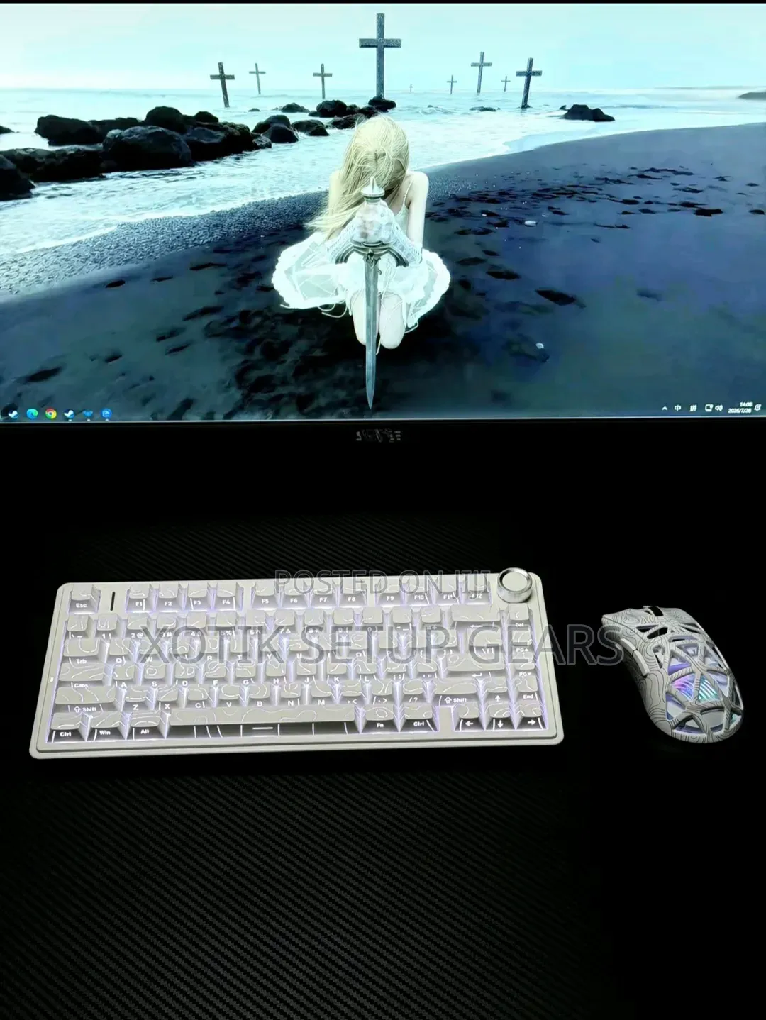 Aula F75 Pro White Topographic Mechanical Keyboard - Gaming Keyboard