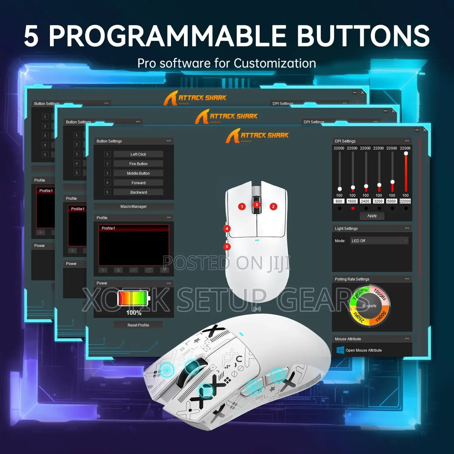 Attack Shark X11 White Wireless Mouse-Gaming Mouse-W/Out Charging Dock