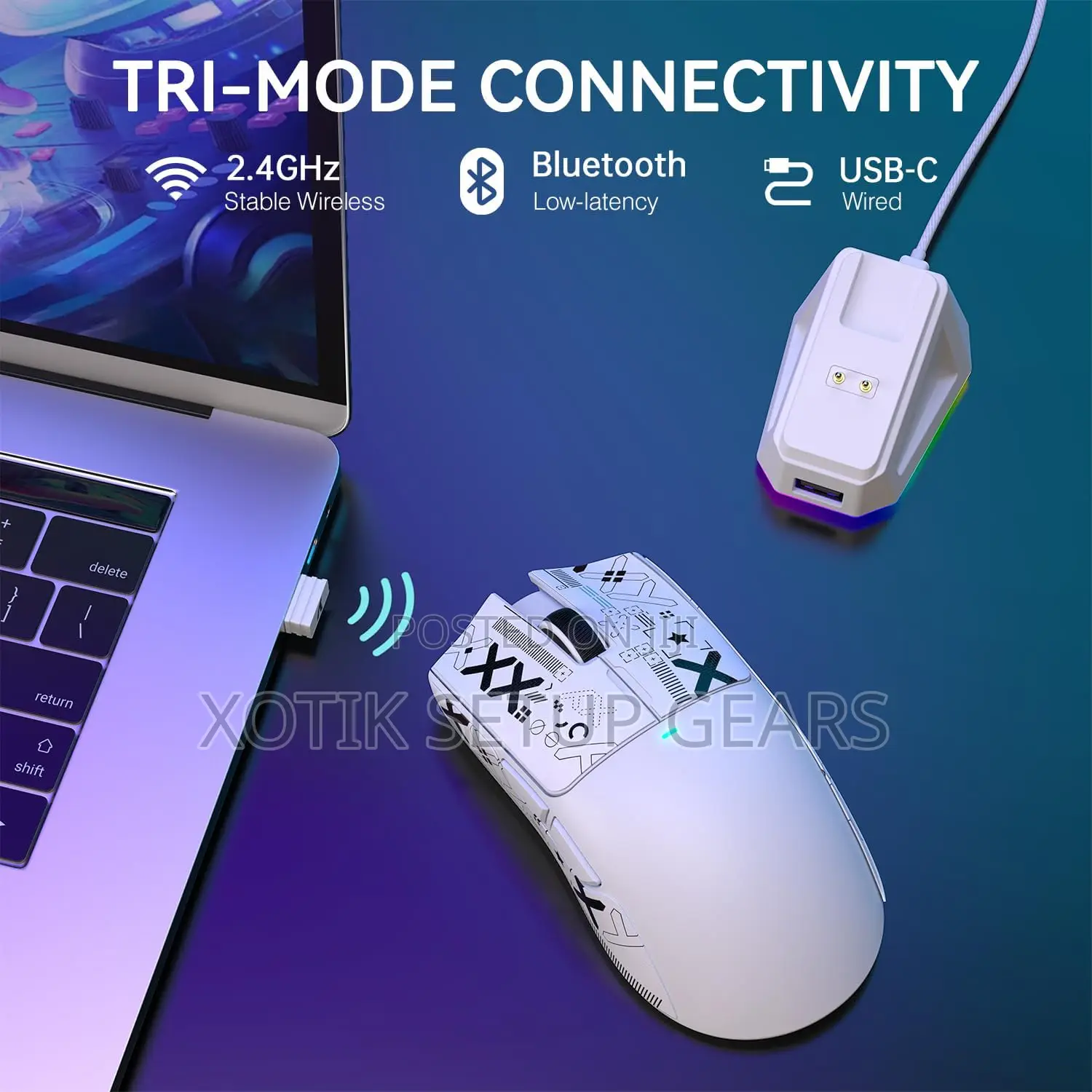 Attack Shark X11 White Wireless Mouse-Gaming Mouse-W/Out Charging Dock