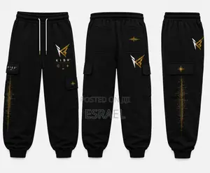 KIBR Premium Black Cargo Baggy Trousers