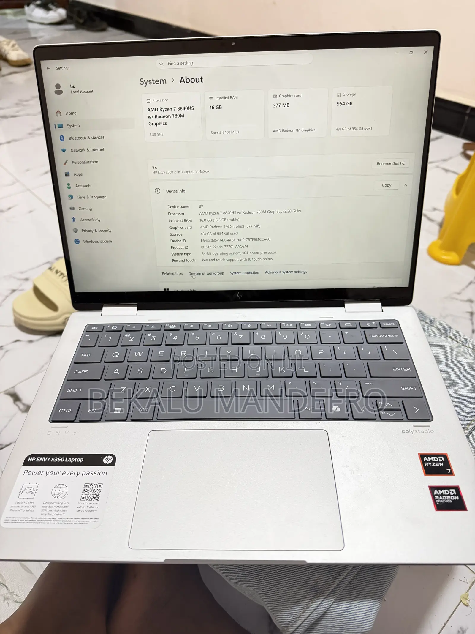Laptop HP Envy x360 15t 16GB AMD Ryzen 7 SSD 1T