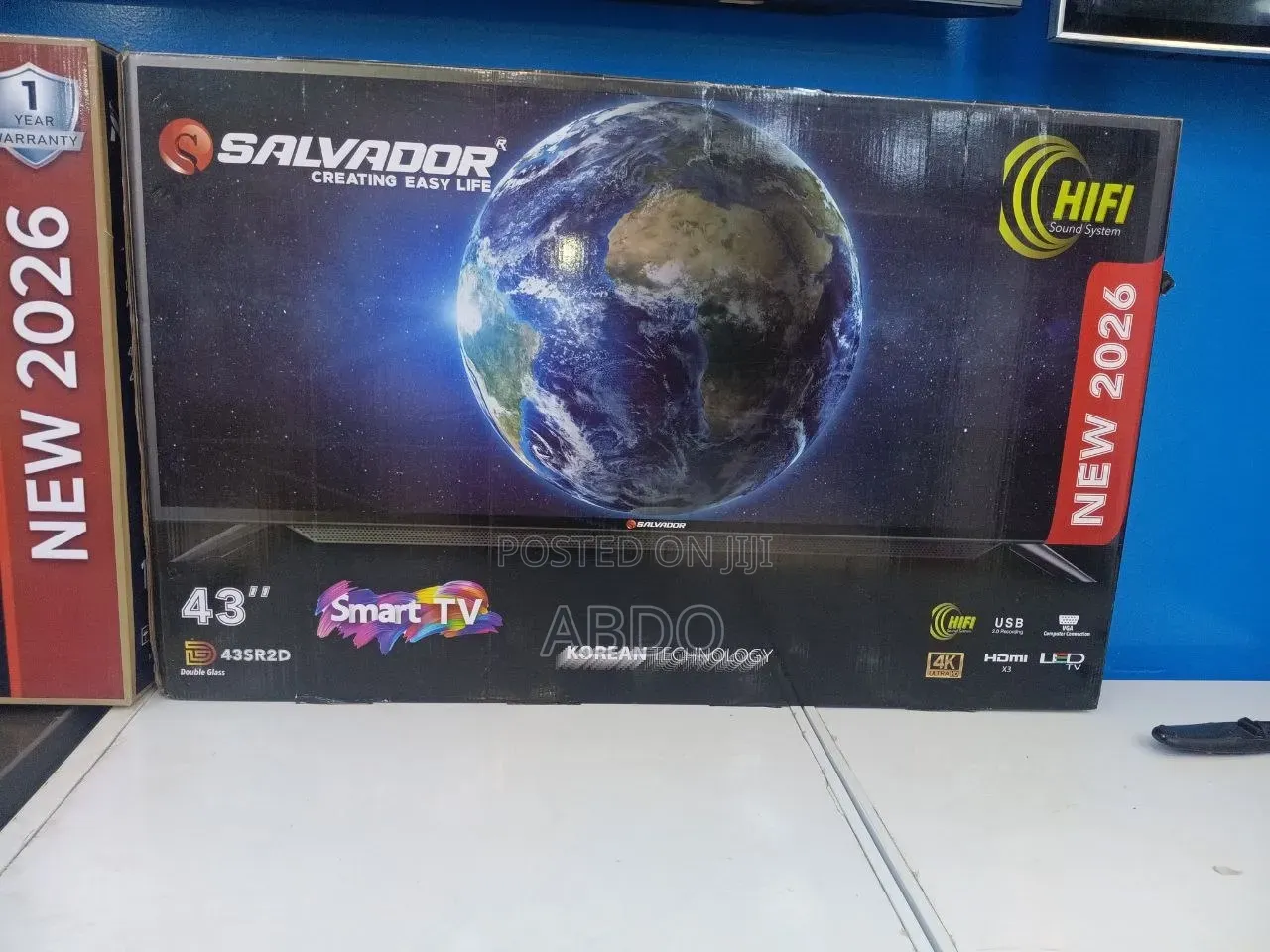 Salvadoor Smart  Led 4K TV 43 Inch Doubel Gelass 2026 Model Hifi Speak