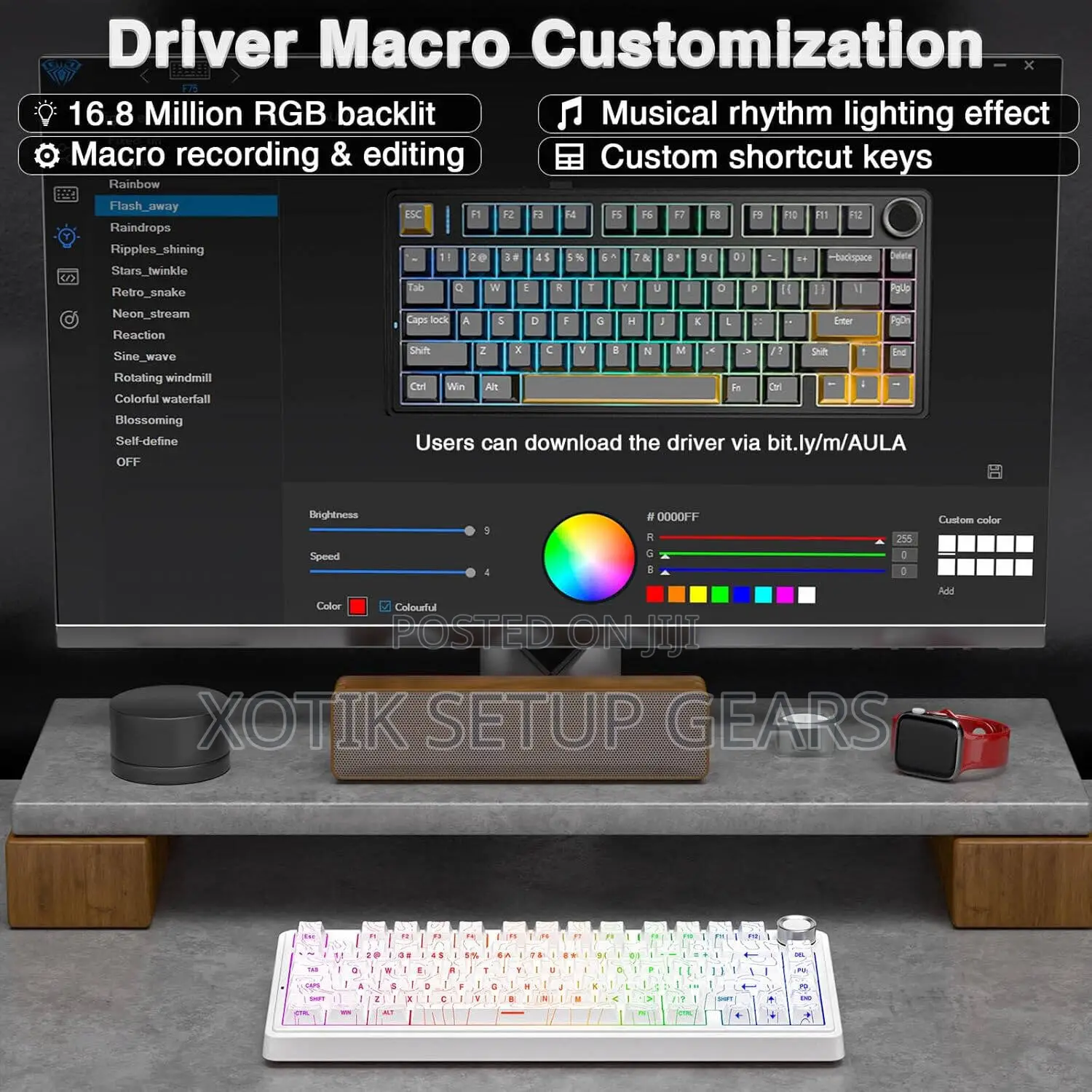 Aula F75 Pro White Topographic Mechanical Keyboard - Gaming Keyboard
