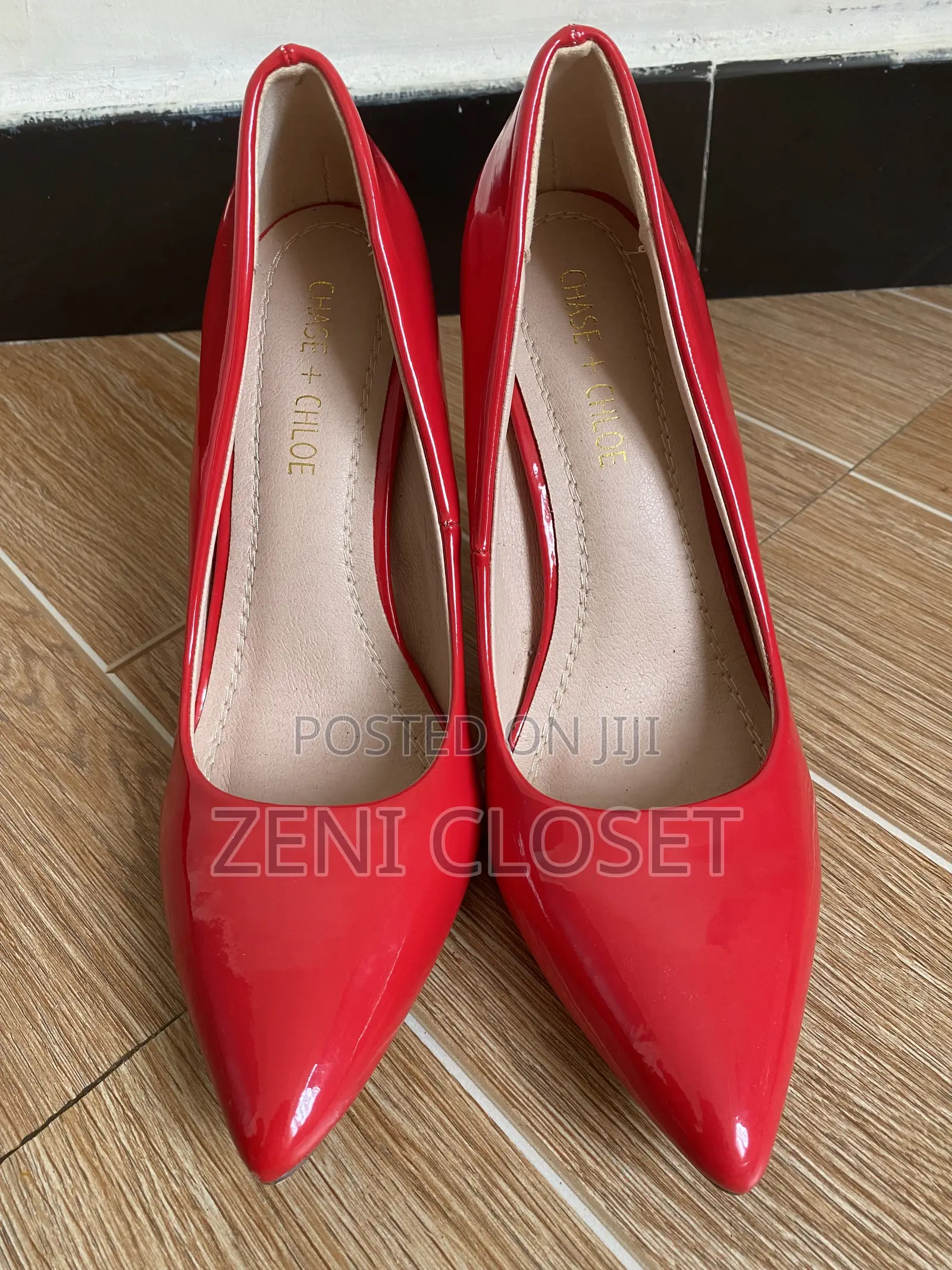 Chase + Chloe Red Patent Leather Pointed-Toe Heels – Size 7/37