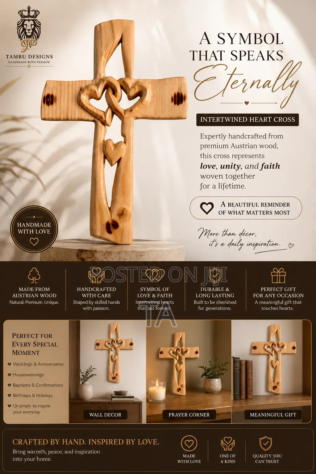 Intertwined Heart Cross የፍቅርና የእምነት መስቀል