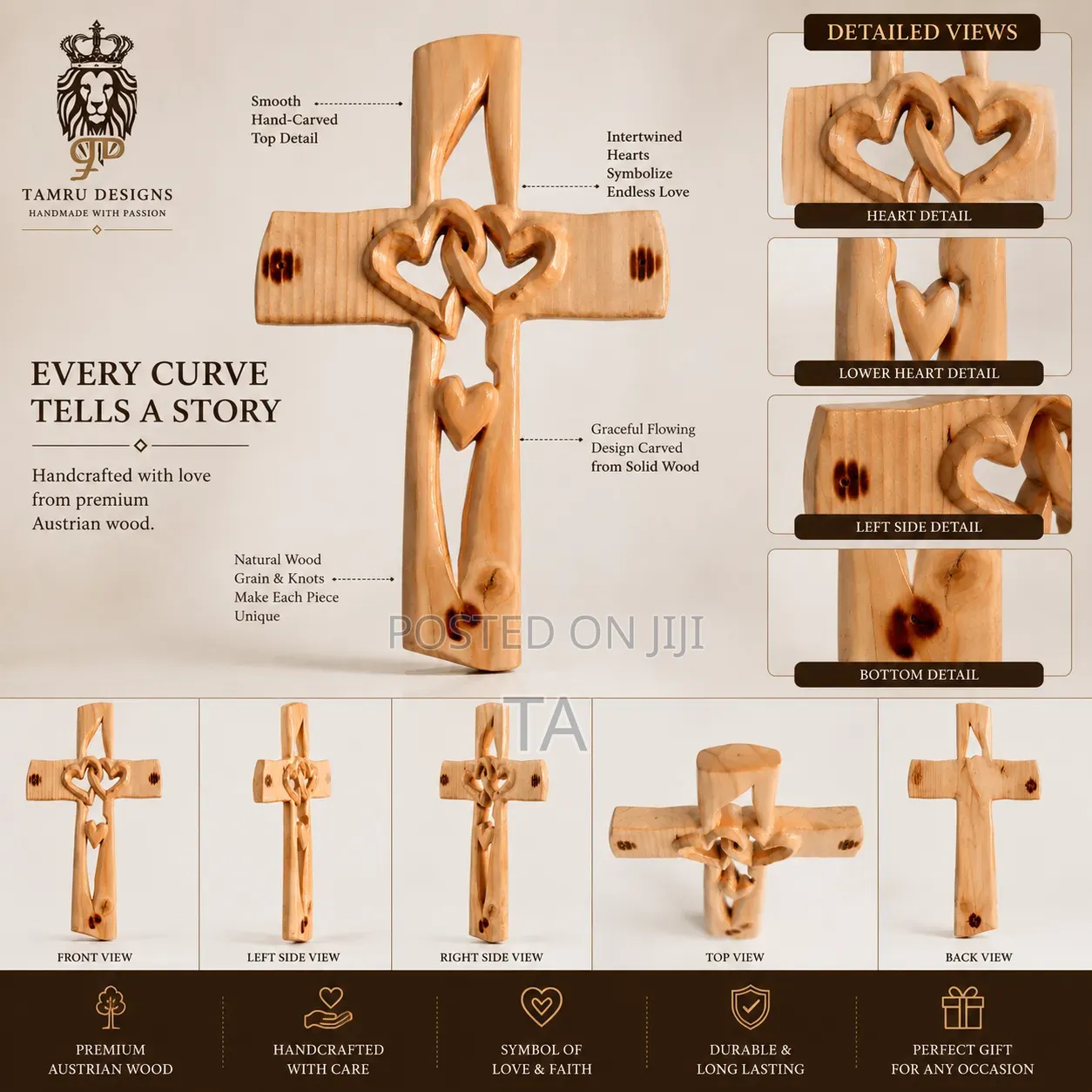 Intertwined Heart Cross የፍቅርና የእምነት መስቀል