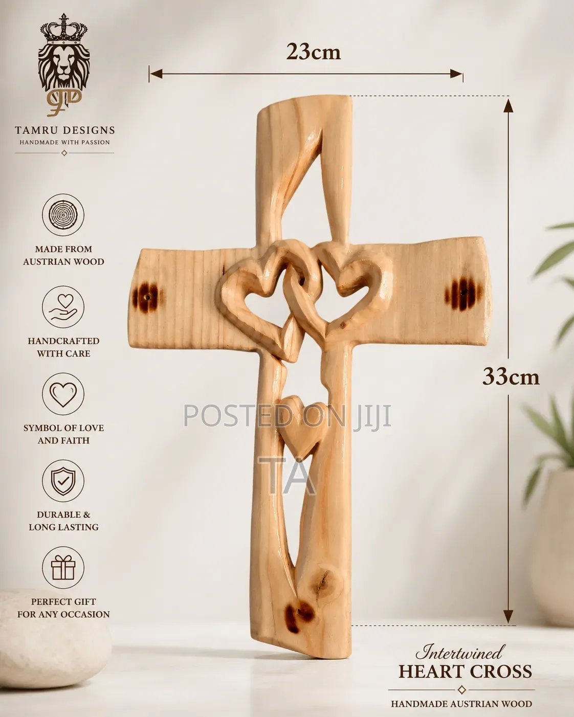 Intertwined Heart Cross የፍቅርና የእምነት መስቀል