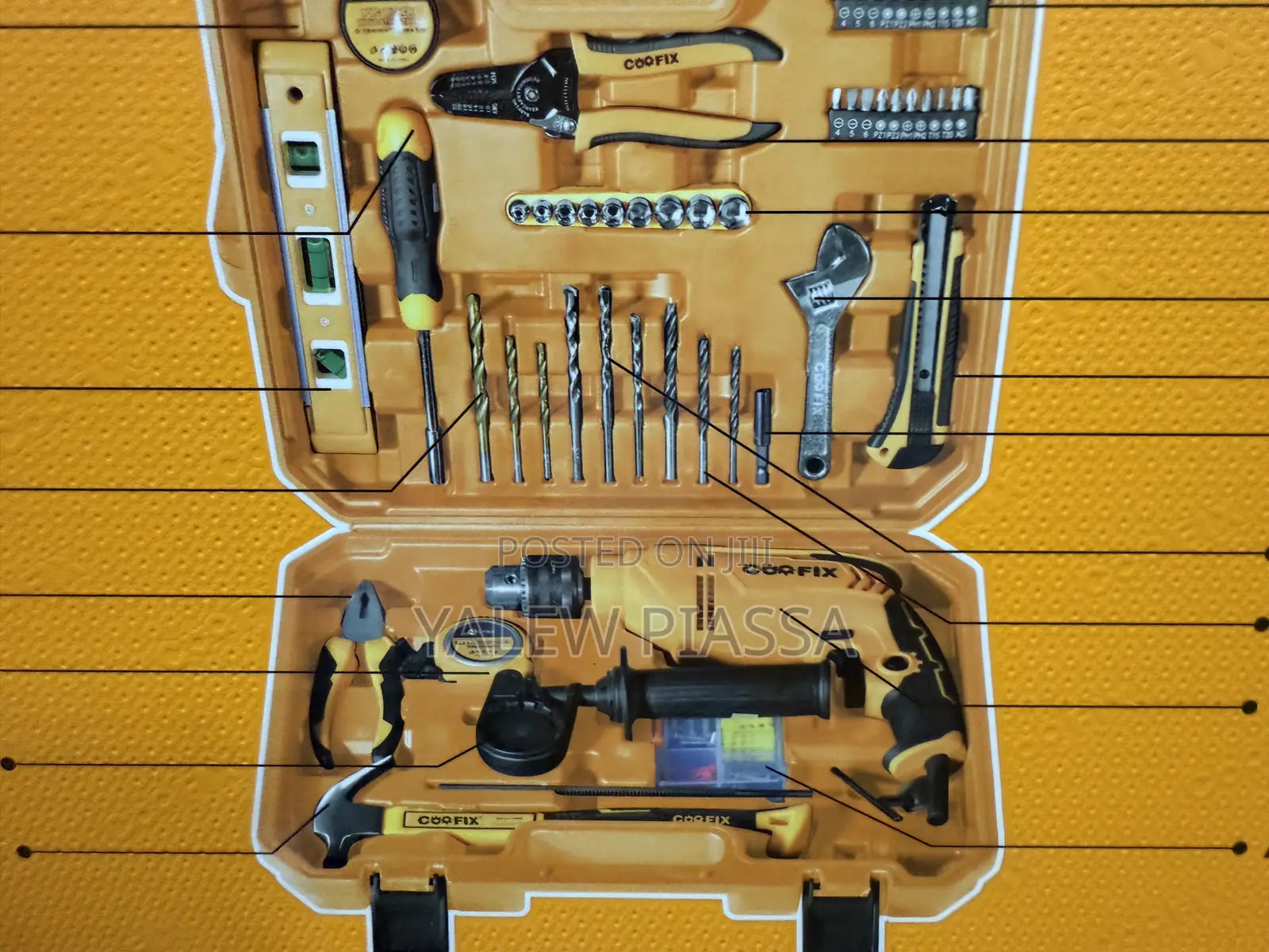 CF-IDK001 Impact Drill Tool Set Featuring an Orange Plastic Storage Ca