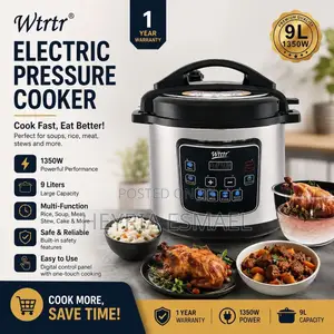 WTRTR 9liter  1350W Stainless Steel Electric Pressure Cooker,