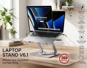 360° Rotating Metal Laptop Stand With Cooling Fan ባለ ማቀዝቀዣ የላፕቶፕ