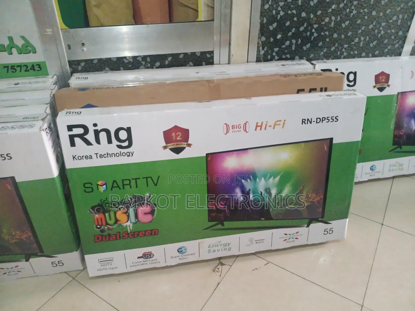 Ring Smart Led 4k TV 55 Inch Doube Gelass Adis 2026 Quality Hifi Speak