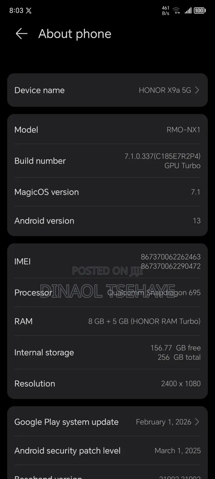 Honor X9a 5G 256 GB White