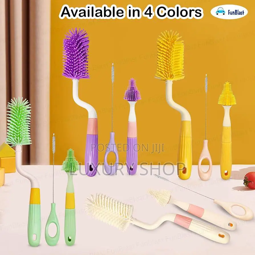 3 Pieces Silicone Baby Bottle Brush