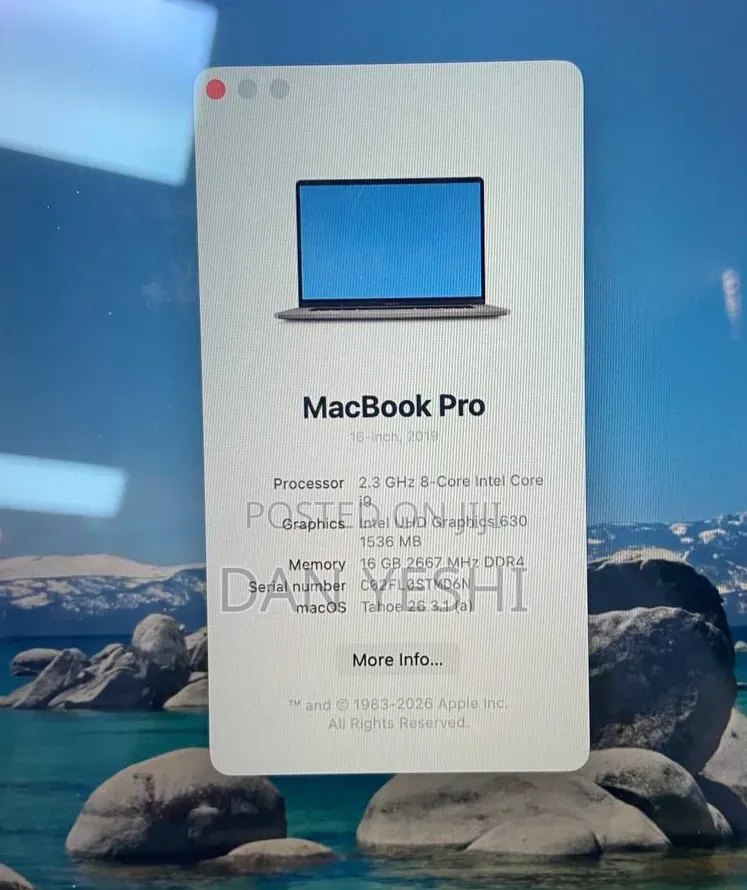 New Laptop Apple MacBook Pro 2019 16GB Intel Core i9 SSD 1T