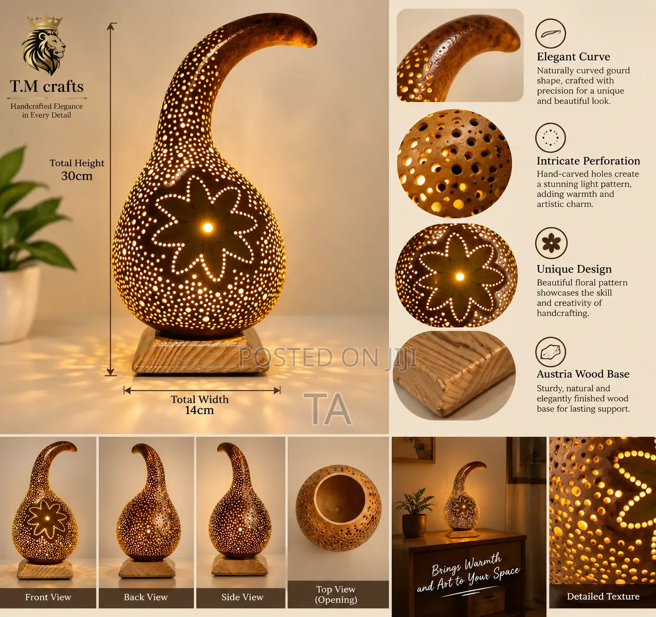 Unique Handcrafted Gourd Lampshade የአደይ አበባ መብራት የእጅ ጥበብ መብራት