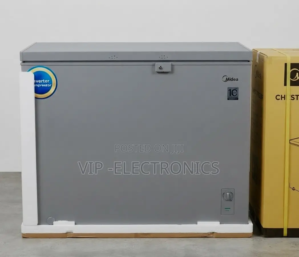 Midea Chest Freezer 307 With Inverter Compressor & Key Lock – Gray 🧊❄️