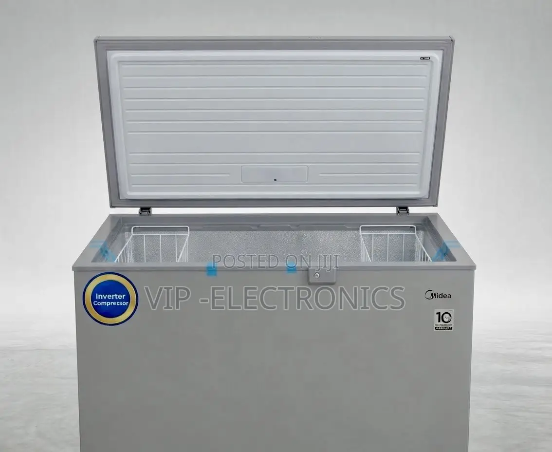 Midea Chest Freezer 307 With Inverter Compressor & Key Lock – Gray 🧊❄️
