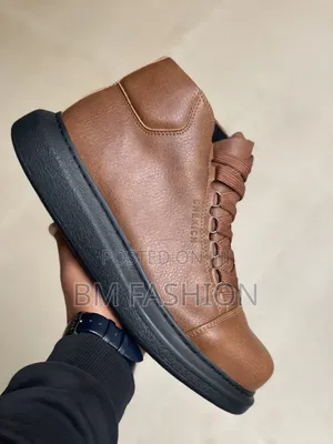 Chekich Pebbled Leather High-Top Brown Shoes