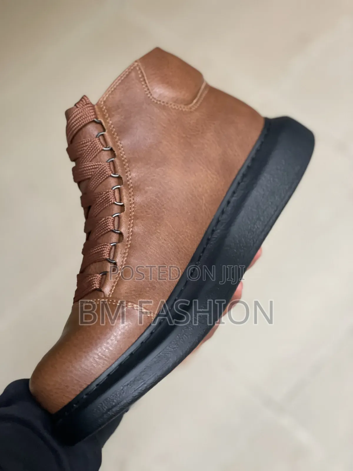 Chekich Pebbled Leather High-Top Brown Shoes