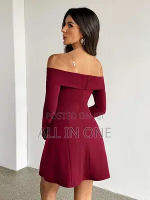 Burgundy Mini Dress With Different Size