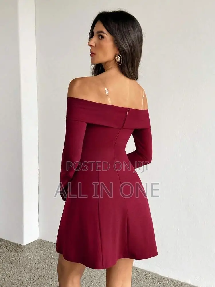 Burgundy Mini Dress With Different Size
