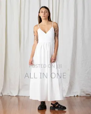 White Cotton High Quality Dress