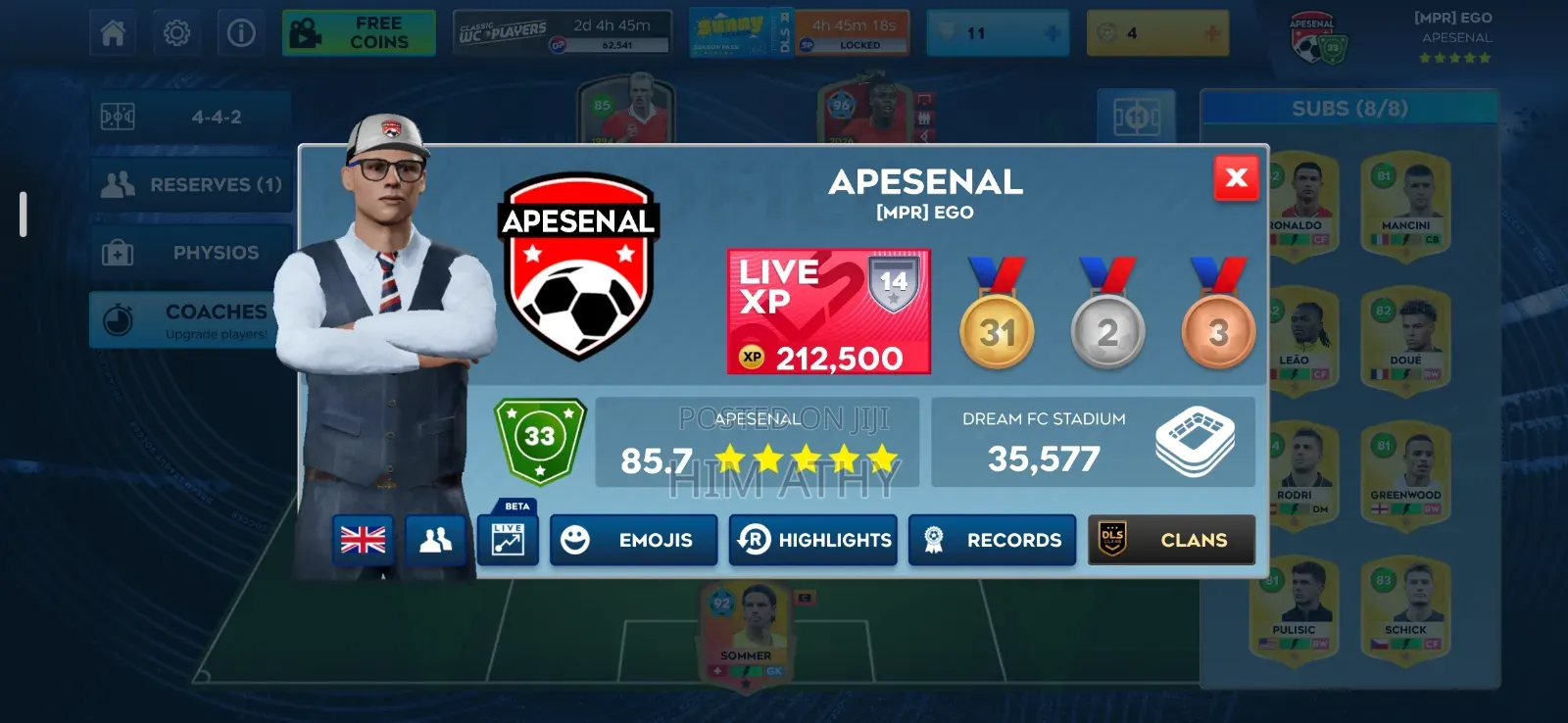 DLS Account , All Legendary Players