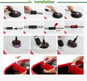 360° Spin Mop and Bucket Floor Cleaning System ያለ እጅ መጭመቂያ ያለው መወልወያ