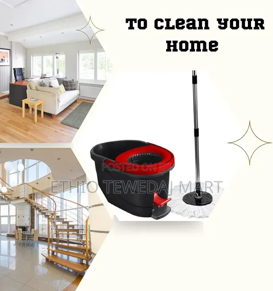360° Spin Mop and Bucket Floor Cleaning System ያለ እጅ መጭመቂያ ያለው መወልወያ