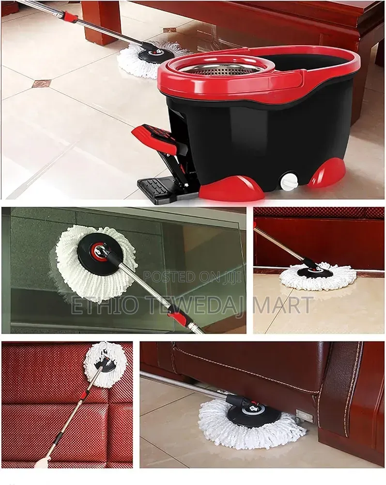 360° Spin Mop and Bucket Floor Cleaning System ያለ እጅ መጭመቂያ ያለው መወልወያ