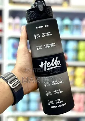 Hello 1L Water Bottle With Time Marker