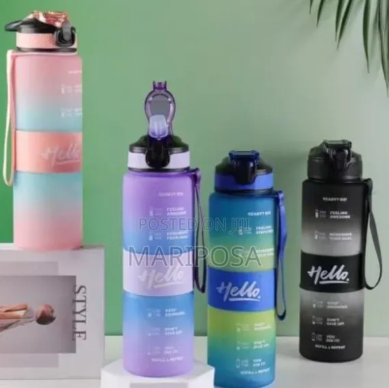 Hello 1L Water Bottle With Time Marker
