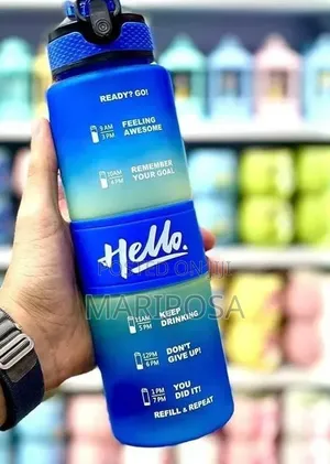Hello 1L Water Bottle With Time Marker