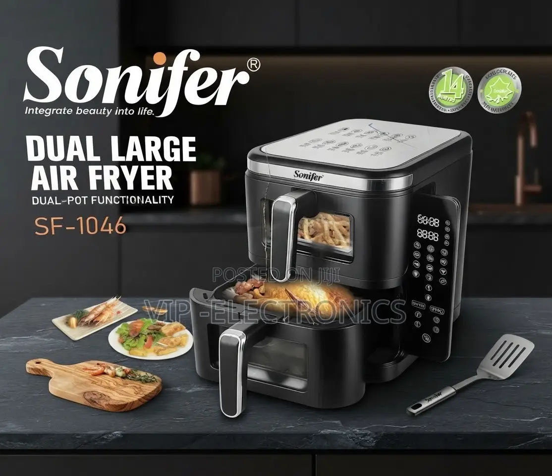 Sonifer Air Fryer Dual Large – 5.5L + 5.5L 2800W Max Power  11L, 2800W