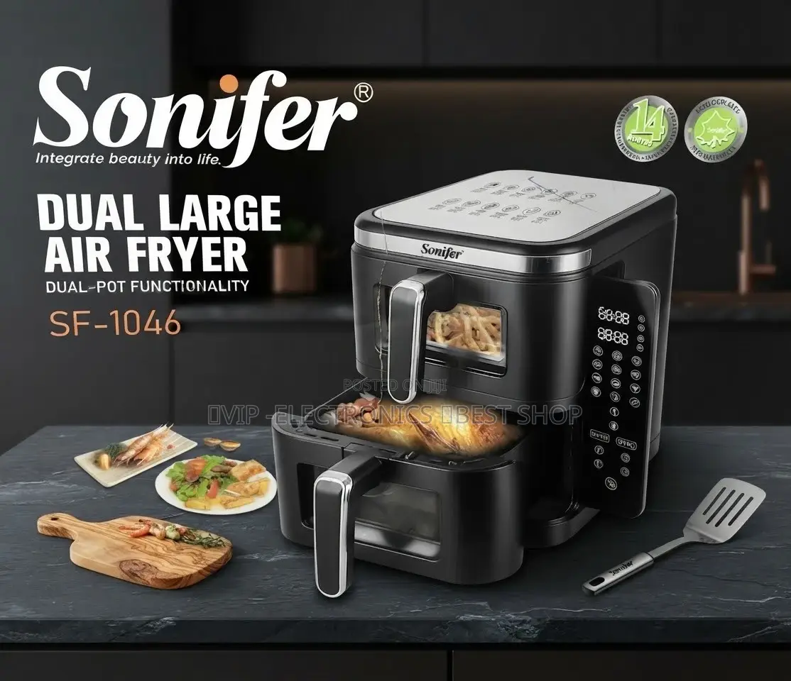 Sonifer Air Fryer Dual Large – 5.5L + 5.5L 2800W Max Power  11L, 2800W