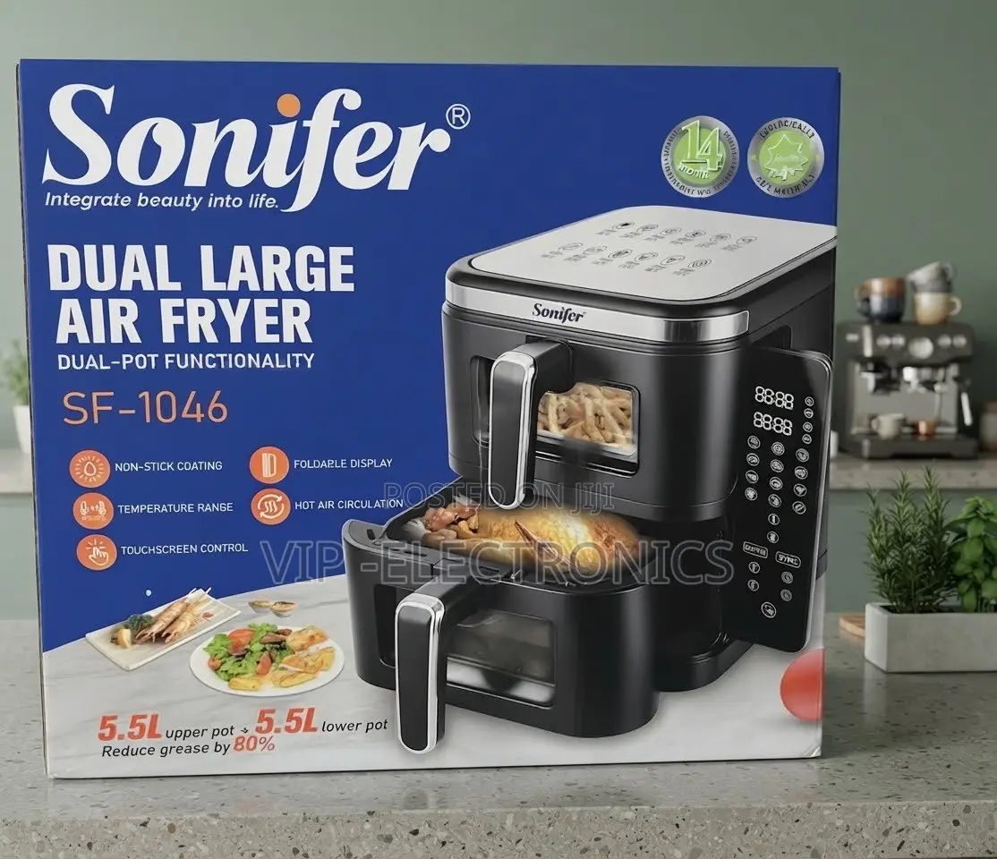 Sonifer Air Fryer Dual Large – 5.5L + 5.5L 2800W Max Power  11L, 2800W
