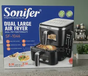 Sonifer Air Fryer Dual Large – 5.5L + 5.5L 2800W Max Power  11L, 2800W