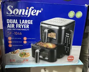 Sonifer Air Fryer Dual Large – 5.5L + 5.5L 2800W Max Power  11L, 2800W