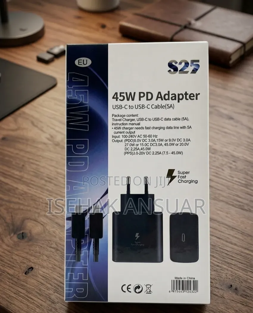 ኦሪጅናል 45w S25 Pd Fast Charger With USB-C to USB-C 5a Cable