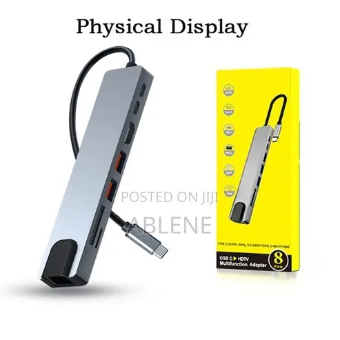 8 In1  Type C Hub Adapter Includes USB ,Pd ,4k Hdmi Output, Rj45